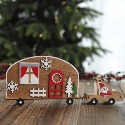 

〖Follure〗Christmas Decorations Creative DIY Wooden Santa Car Ornaments Christmas Gifts