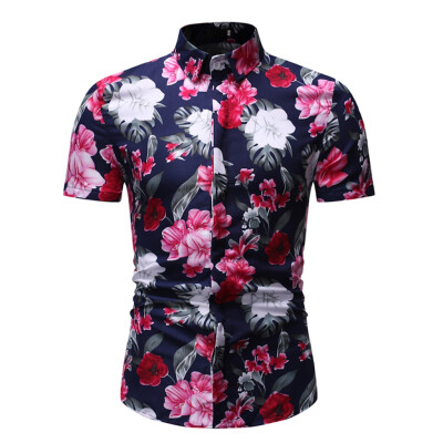 

Tailored Mens Summer New Style Hawaiian Printed Short-Sleeved Shirt Fashion Blouse Top