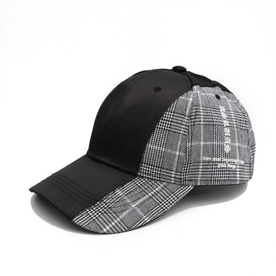 

Hat Lady Matchwork Checker Baseball Cap Korean Edition Chao Leisure Duck Tongue Cap Outdoor Sports Sunscreen Cap