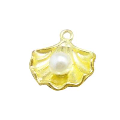 

DIY Retro Jewelry Accessories Alloy Shell Pearl Pendant 16K Gold Point Gift Forwoman