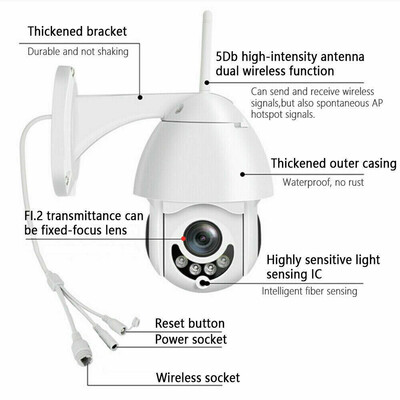 

Outdoor Wireless 1080P 2MP PTZ WIFI IP IR Camera Night Vision Home Security