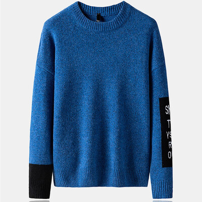 

Gobestart Mens New Fashion Autumn Winter Casual Stitching Color Sweater Thermal T-shirt