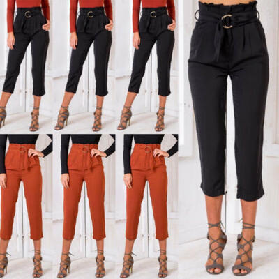 

Womens Palazzo Flared Wide Leg Pants High Waist OL Ladies Casual Long Trousers