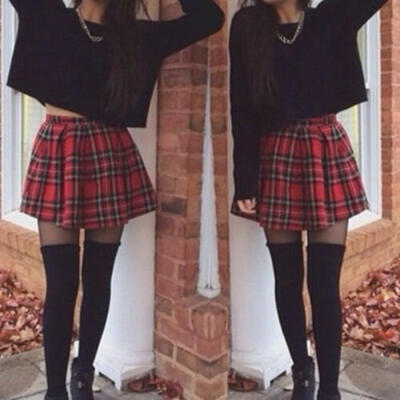 

US Women Girl Plaid Skirt Casual High Waist Ruffle Pleated Short Mini Xmas Dress
