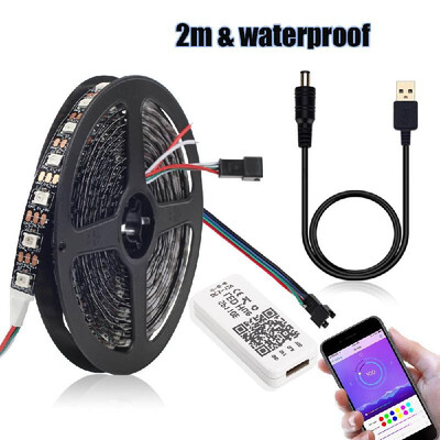 

DC 5V 1m2m USB LEDs Strips Light Kit RGB 5050 Color Changing Rope Lights BT APP Control Individually Addressable