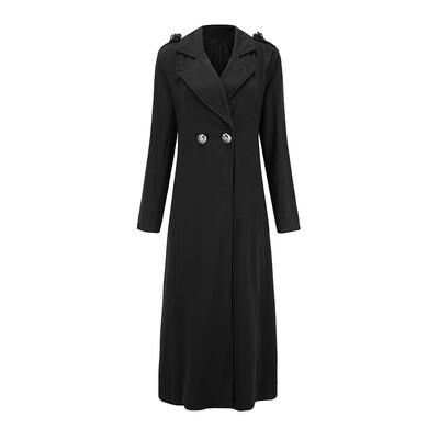 

Toponeto Womens Winter Lapel Wool Coat Trench Jacket Long Sleeve Overcoat Outwear