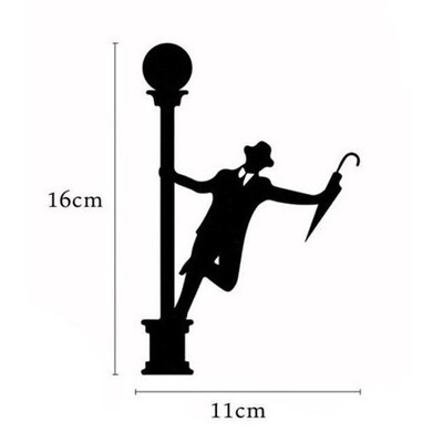 

Men Umbrella Wall Sticker Street Lamp Removable Switch Sticker PVC Home Decoration Decals