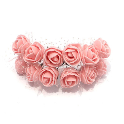 

FUNNYBUNNY 12pcs 25cm Mini Lace Foam Rose Artificial Bouquet Multicolor Rose Wedding Decoration Scrapbooking Fake Easter Gift