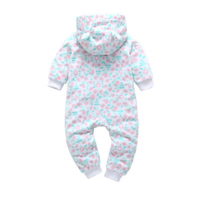 

Infant Baby Boy Girl Warm Cartoon Floral Hooded Romper Jumpsuit Outfit Clothes