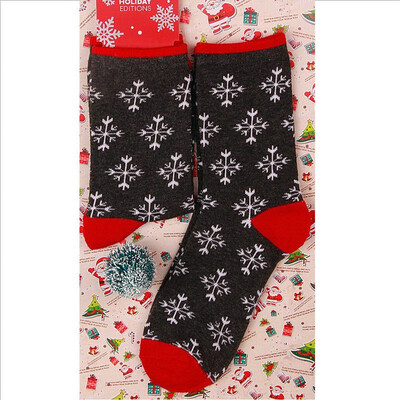 

Womens Mens Xmas Socks Cotton Soft Thick Socks Snowman Snowflake Deer Print