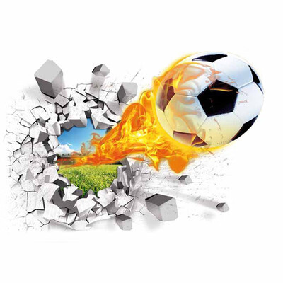 

Football Soccer Ball Through PVC Wall Stickers TV Background Room Decoration