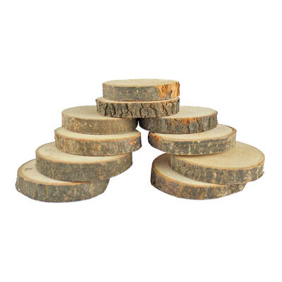 

10pcs Natural Round Solid Wood Slices Circles with Tree Bark DIY Crafts