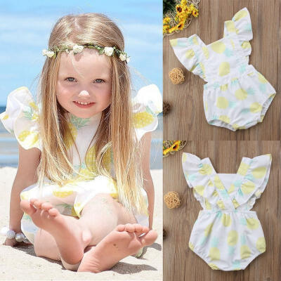 

Newborn Infant Baby Girl Fruits Bodysuit Summer Ruffle Sleeveless Clothes Outfit 3-18Months