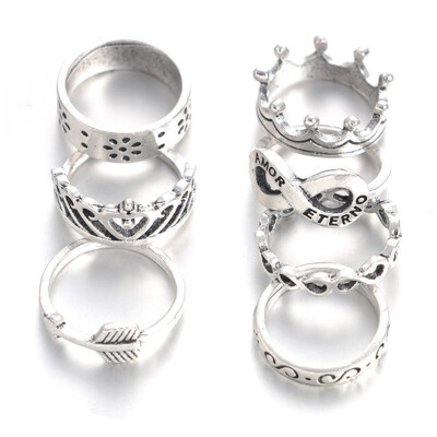 

Gemstone Ring Scallop Supplies Word Joint Turtle Crown Wings Necessaries Casual 10PCS Ring Set