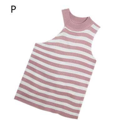 

Women Summer Fashion Personality Striped Casual Concise Slim Fit Round Neck Sleeveless Camisole