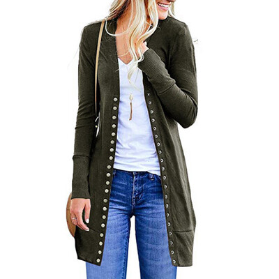 

Roseonmyhand Womens Open Front Button Down Cardigan Sweater Long Sleeve Plus Loose Drape