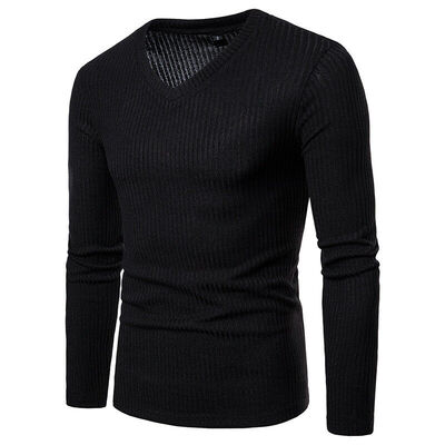 

SUNSIOM Mens V-Neck Sweaters Long Sleeve Solid Color Slim Fit Knited Pullover Winter Undershirt