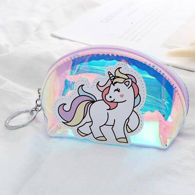 

Girl Women Mini Laser Coin Bag Key Chain Change Unicorn Coin Purse Mini Transparent Key Coin Bag Laser Women Mini Handbag