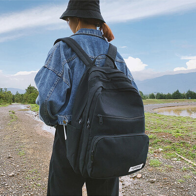 

Ins style schoolbag female Korean version of high school students take a large capacity simple Mori computer bag double shoulder b