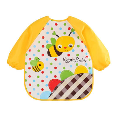 

Cartoon Waterproof Unisex Baby Feeding Long Sleeve Art Apron Animal Bibs