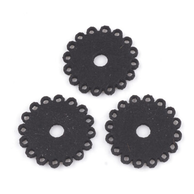 

PU Leather Fabric Flower Black 22x15mm Hole 16mm