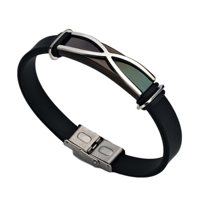 

Men Punk Fashion Black Rubber Silicone Wrap Bracelets Jewelry X Letter Shape Tag