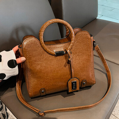 

Tailored Fashion Lady Vintage Ring Tote Bag Wild Solid Color Shoulder Bag Messenger Bag