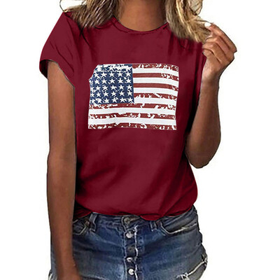 

Starmoon Women Plus Size National Flag Independence Day Print Short Sleeve T-Shirt Tops