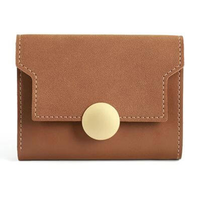 

Stylish Contrast Color Frosted Fold Short Wallets With Round Shining Snap Button For Women Multi-Card Holder Coin Purse