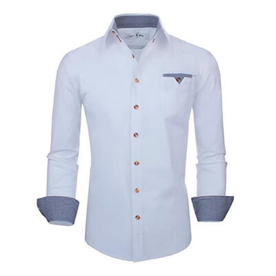 

Spring Autumn Male Fashion Pocket Shirt Casual Cotton Lapel Long-sleeve Patchwork Shirts