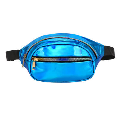 

Punk Laser Shoulder Waist Handbags Women Bright Leather Fanny Chest Bags