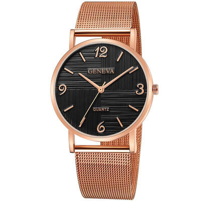 

GENEVA Fashion Female Watch Womens Slim Luxury Quartz Clock Stainless Steel Dress Wristwatch Lady Rose Gold Watch Reloj Mujer