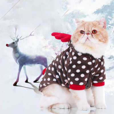

Small Dogs Cat Dog Costume Jumpsuit Winter Warm Fleece Pet Clothes Dog Clothes for Puppy Coat Jacket Pet Christmas Elk Dress Up