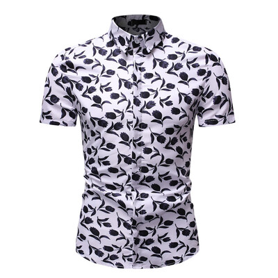 

Tailored Mens Summer Fashion Business Leisure Printing Short-sleeved Shirt Top Blouse