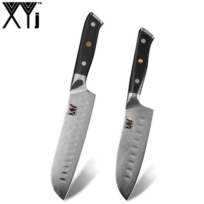 

XYj 2pcs Damascus Steel Knife Set 7 5 Santoku Knife Sharp VG10 Blade Knives Cooking Tools