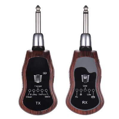 

Portable UHF Guitar Wireless System Transmitter Receiver 10 Channels Built-in 5 Effects CleanBluesyFlangerTremoloMetal for