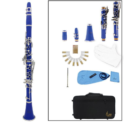 

Clarinet ABS 17 Key bB Flat Soprano Binocular Clarinet with Cleaning Cloth Gloves 10 Reeds Screwdriver Reed Case Woodwind Instrum