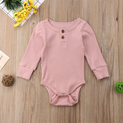 

Toddler Baby Kids Girls Boys Long Sleeve Solid Romper Bodysuit Casual Clothes