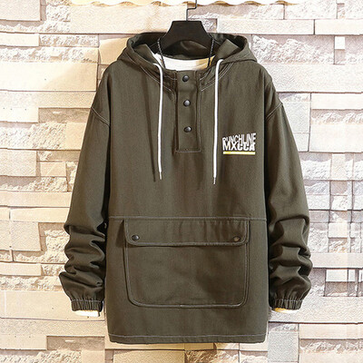 

Toponeto Mens New Casual Fashion Patchwork Pocket Hoodie Long Sleeves Sweatershirt Tops