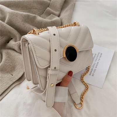 

Small bag female new Korean version of the chain bag female wild embroidery line plaid bag shoulder slung female bag tid