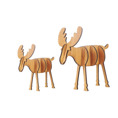 

Gobestart Wooden DIY Mini Elk Desktop Ornaments Merry Christmas Party Decor
