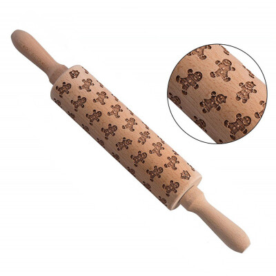 

Christmas Baking Cookies Cake Wooden Embossing Rolling Pin Xmas Tree Rollergift Star Snowman Snowflake Small Kitchen Supplies