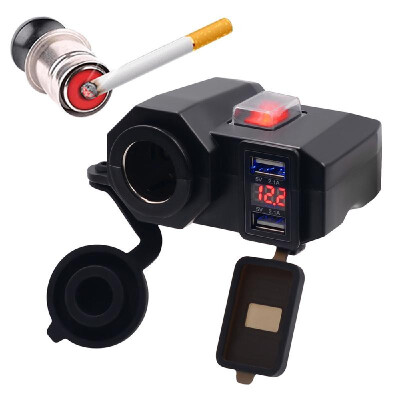 

Waterproof USB Charging Socket Motorcycle Handlebar Clamp Power Adapter USB Charging System with Cigarette Butt