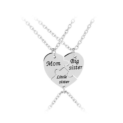 

Charm 3 Pieces Mom Big Sister Little Sister Fashion Broken Heart Pendant Family Necklace