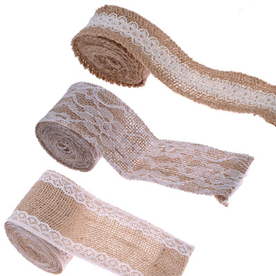 

〖Follure〗3variations 1 Roll Natural Vintage Jute Burlap Ribbon DIY Wedding Strap Party