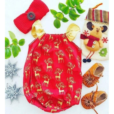 

UK Newborn Baby Girl Christmas Romper Bodysuit Jumpsuit Playsuit Clothes Outfits