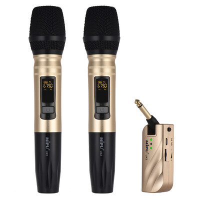 

UHF Dual Frequency Wireless Handheld Microphone Mic System 1 Receiver 2 Microphones for Karaoke Business Meeting Speech Home E