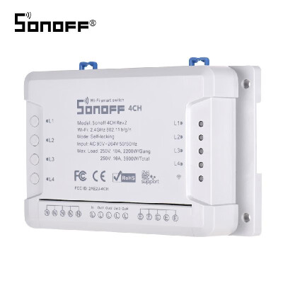 

Sonoff 4CH R2 Wifi Light Smart Switch 4 Gangs 4 Channels Electronic Switch iOS Android APP Control Works With Google Alexa Google