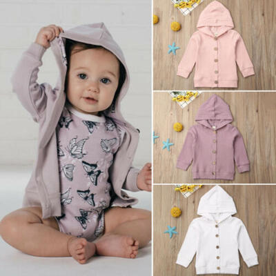 

Infant Baby Girl Clothes Knitted Button Hooded Coat Jacket Outwear Tops 0-24M