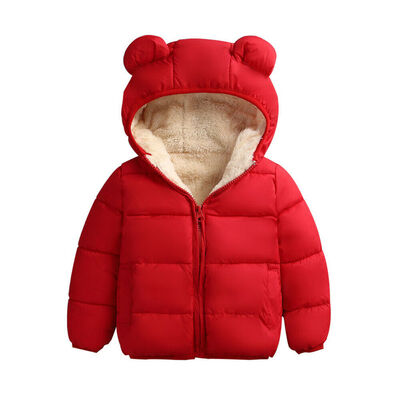 

Baby Boys Girls Solid Color 3D Ears Hooded Jacket Winter Warm Coat Zip Snowsuits